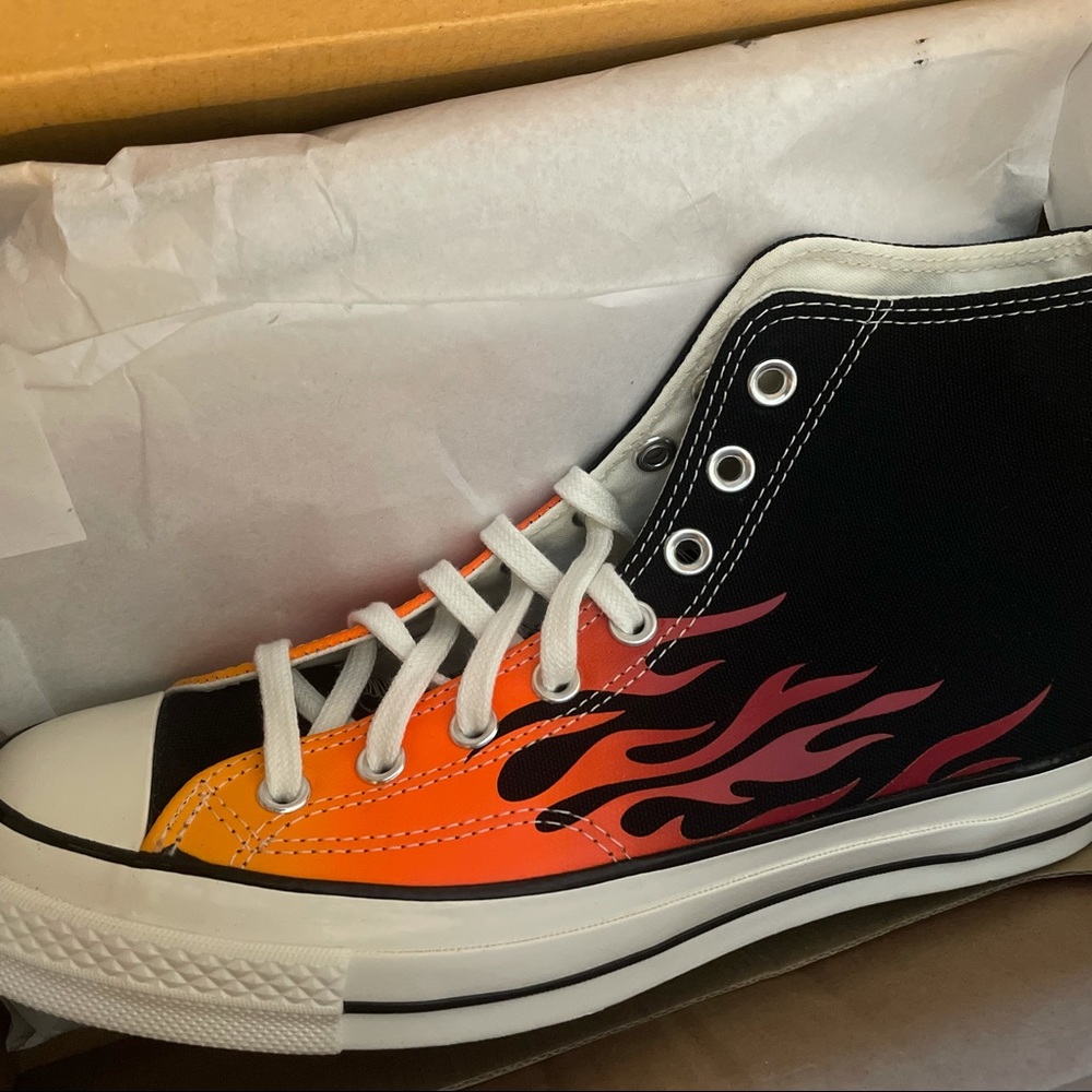 Flame high top converse